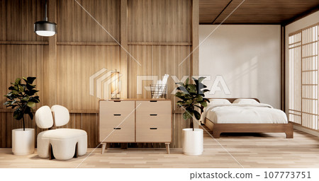 Muji Japan bedroom interior minimal style, Japanese interior.3D rendering 107773751