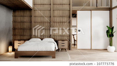 Muji Japan bedroom interior minimal style, Japanese interior.3D rendering 107773776