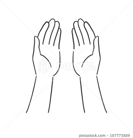 A simple line drawing illustration material of wrapping with both hands 107773889