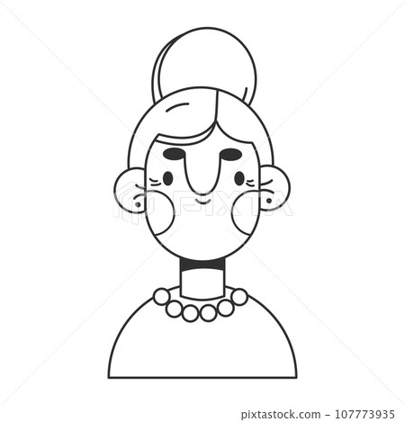 Avatar senior elderly woman isolated black-white Avatar senior elderly woman isolated black-white 107773935