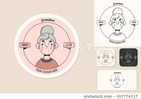 Set logos of senior elderly woman isolated 107774117
