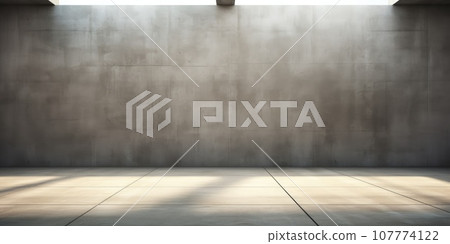 Modern minimalist art gallery interior, clean concrete space with empty, gallery template for interior design 107774122