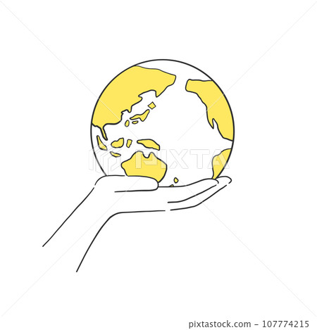 A simple illustration of lifting the earth with one hand 107774215