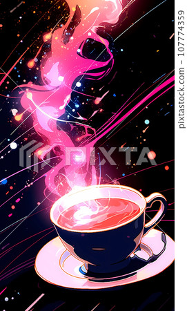 手绘卡通炫丽的魔法咖啡插画 手绘卡通炫丽的魔法咖啡插画 107774359