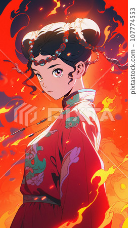 手绘卡通动漫唯美的中国古装女孩插画 107774553