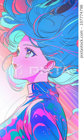 Hand-drawn cartoon illustration of a cute and beautiful spring goddess with flowing hair Hand-drawn cartoon illustration of a cute and beautiful spring goddess with flowing hair 107774796