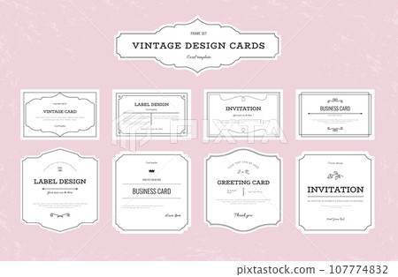 Label frames. Ornament border decoration. Simple scrolls and swirls. Vintage Victorian lines. Invitation template. Business visit card. Retro elements. Vector classic stickers design set 107774832