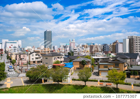 Utsunomiya City, Tochigi Prefecture Cityscape of Utsunomiya City seen from Utsunomiya Castle Ruins Park Utsunomiya City, Tochigi Prefecture Cityscape of Utsunomiya City seen from Utsunomiya Castle Ruins Park 107775307