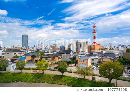 Utsunomiya City, Tochigi Prefecture Cityscape of Utsunomiya City seen from Utsunomiya Castle Ruins Park Utsunomiya City, Tochigi Prefecture Cityscape of Utsunomiya City seen from Utsunomiya Castle Ruins Park 107775308