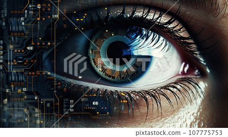 Human futuristic vision with advanced technlogy, concept of DNA system and scientific technology science Human futuristic vision with advanced technlogy, concept of DNA system and scientific technology science 107775753