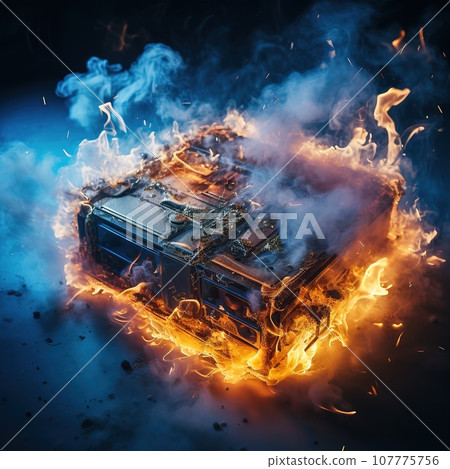 Burning electric car battery, ecology issue 107775756