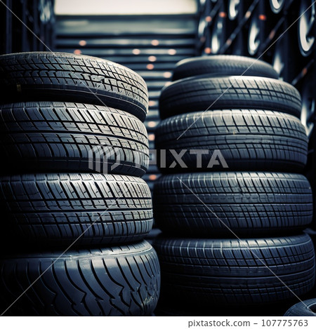 A new tires for the cars in the car service, transportation concept 107775763