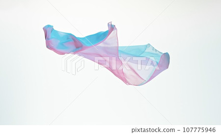 Smooth Elegant Colored Transparent Cloth Separated on White Background. 107775946