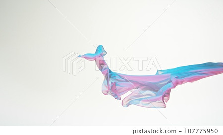 Smooth Elegant Colored Transparent Cloth Separated on White Background. 107775950