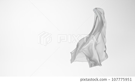 Smooth Elegant White Transparent Cloth Separated on White Background. Smooth Elegant White Transparent Cloth Separated on White Background. 107775951