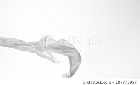 Smooth Elegant White Transparent Cloth Separated on White Background. 107775957
