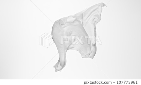 Smooth Elegant White Transparent Cloth Separated on White Background. 107775961