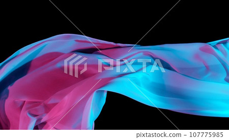 Smooth Elegant Colored Transparent Cloth Separated on Black Background. Smooth Elegant Colored Transparent Cloth Separated on Black Background. 107775985