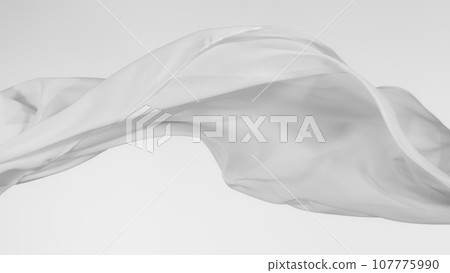 Smooth Elegant White Transparent Cloth Separated on White Background. 107775990