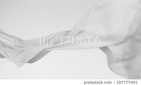 Smooth Elegant White Transparent Cloth Separated on White Background. 107775991