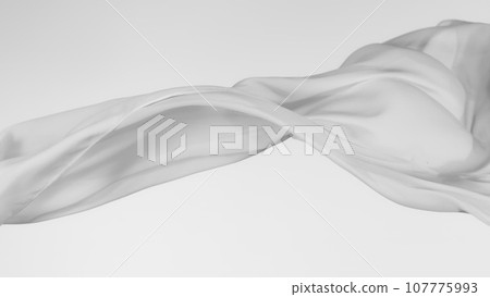 Smooth Elegant White Transparent Cloth Separated on White Background. 107775993