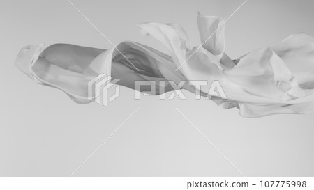 Smooth Elegant White Transparent Cloth Separated on Grey Background. Smooth Elegant White Transparent Cloth Separated on Grey Background. 107775998