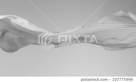 Smooth Elegant White Transparent Cloth Separated on Grey Background. 107775999