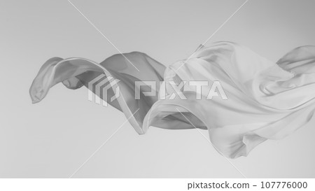 Smooth Elegant White Transparent Cloth Separated on Grey Background. 107776000