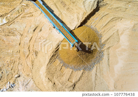 Processing crushed cone type rock crusher, conveying granite gravel stone in quarry open pit mining. Processing crushed cone type rock crusher, conveying granite gravel stone in quarry open pit mining. 107776438