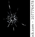 Cracked texture of broken glass on a black background. 107776478