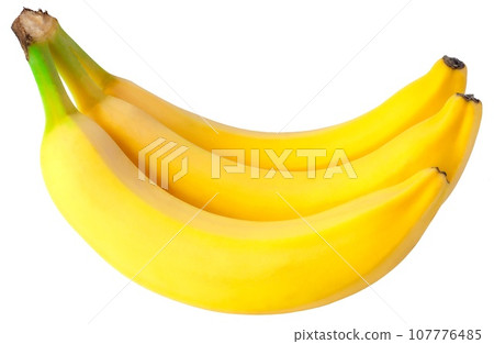 Bunch of bananas in full focus isolated on white background. 107776485