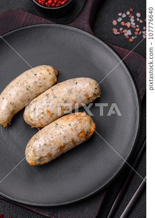Sausages vegetable protein seitan meatless soy wheat classic taste vegetarian or vegan snack 107776640