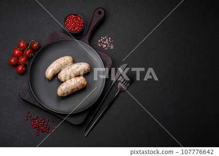 Sausages vegetable protein seitan meatless soy wheat classic taste vegetarian or vegan snack 107776642