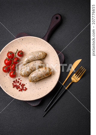 Sausages vegetable protein seitan meatless soy wheat classic taste vegetarian or vegan snack 107776655