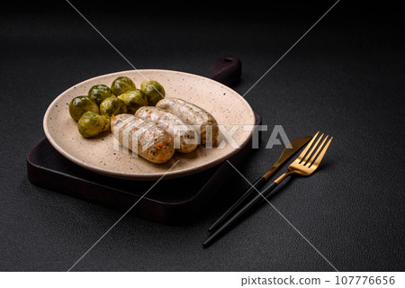 Sausages vegetable protein seitan meatless soy wheat classic taste vegetarian or vegan snack 107776656