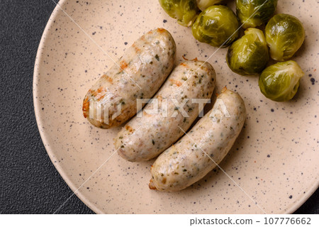 Sausages vegetable protein seitan meatless soy wheat classic taste vegetarian or vegan snack 107776662