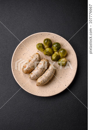 Sausages vegetable protein seitan meatless soy wheat classic taste vegetarian or vegan snack 107776667