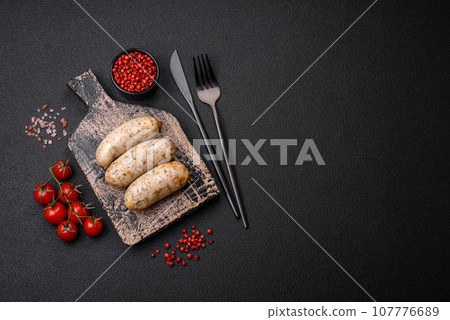 Sausages vegetable protein seitan meatless soy wheat classic taste vegetarian or vegan snack 107776689