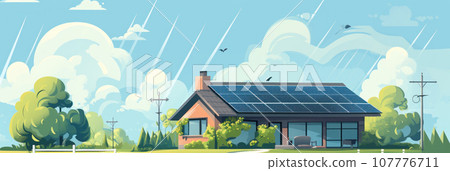 Solar panels on the roof of the house 107776711
