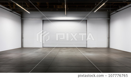 Closed gray roller shutters 107776765