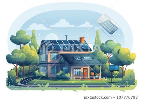Solar panels on the roof of the house Solar panels on the roof of the house 107776798