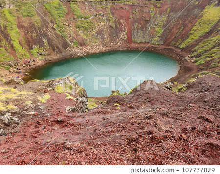 Colorful Kerid Crater and Lake in Grimsnes area of South Iceland. Colorful Kerid Crater and Lake in Grimsnes area of South Iceland. 107777029