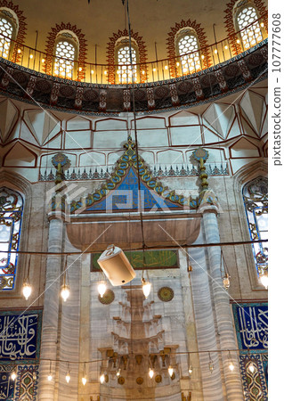 Selimiye Mosque interiors were built by Mimar Sinan in Edirne in 1575 during the Ottoman Empire. 09 August 2019 Turkey Edirne Selimiye Mosque interiors were built by Mimar Sinan in Edirne in 1575 during the Ottoman Empire. 09 August 2019 Turkey Edirne 107777608