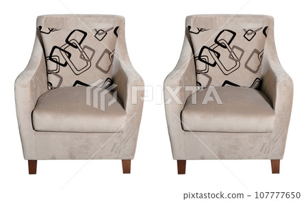 Two seat detail and pillow, details of the modern and stylish furniture 107777650