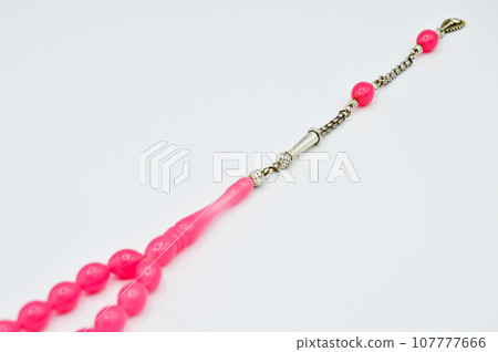 Pink and silver beads sequenced, short rosary, tespih tesbih 107777666