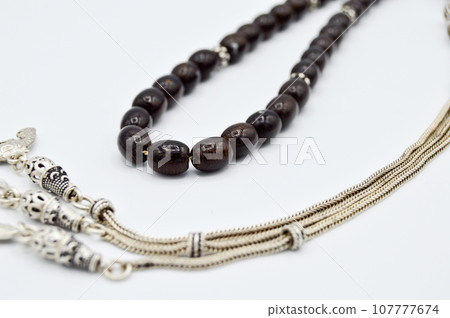 Black and silver beads sequenced, short rosary, tespih tesbih 107777674