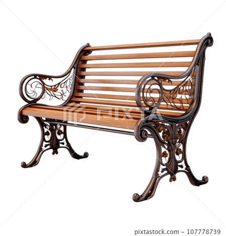 Brown wooden bench isolated Brown wooden bench isolated 107778739