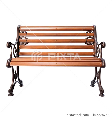 Brown wooden bench isolated Brown wooden bench isolated 107778752