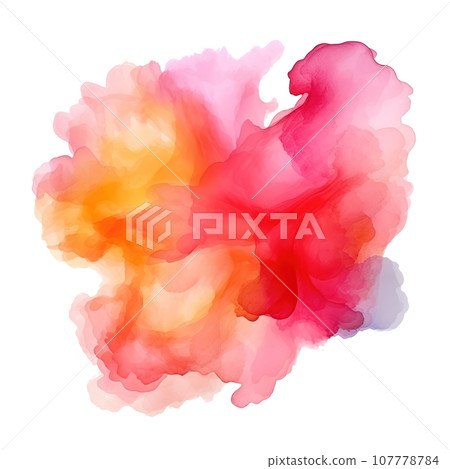 Pink and orange abstract watercolor shape isolated Pink and orange abstract watercolor shape isolated 107778784