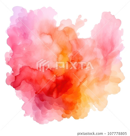 Pink and orange abstract watercolor shape isolated Pink and orange abstract watercolor shape isolated 107778805